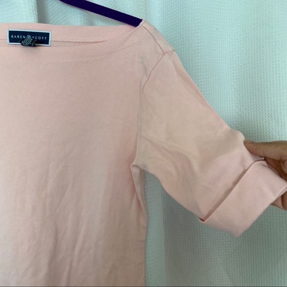 Karen Scott Baby Pink Boatneck Tee - Picture 5 of 5